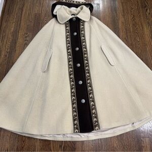 VTG 100% PURE WOOL Long Poncho Cape Evebofoss Norwegian Nordic Scandinavian M